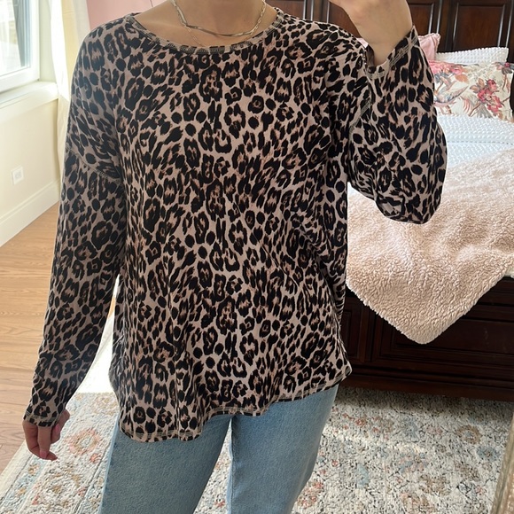 Westbound size 1x leopard print long sleeve shirt - Picture 4 of 9